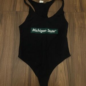 Black Racerback Bodysuit with Scoop Neckline